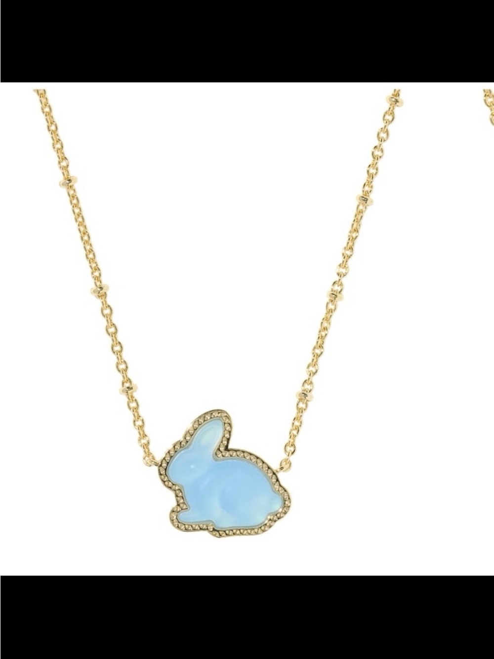 NWT Kendra Scott gold tune over bunny short pendant nickels blue 19”